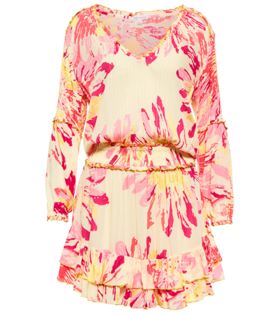 Poupette St Barth Ilona Floral Minidress In Yellow Marguerite