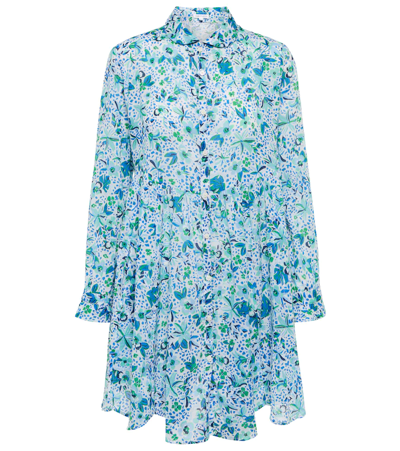 Poupette St Barth Floral Minidress In Blue Monaco