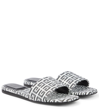 Givenchy White & Black 4g Jacquard Flat Sandals