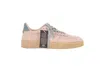 4b12 Retro White Leather Sneaker With Distressed Sole In Pink