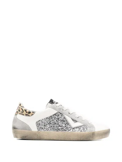 4b12 Suprime Glitter-embellished Leopard-print Sneakers In White