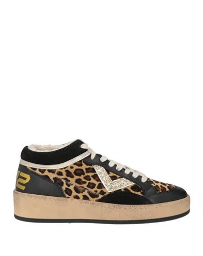 4b12 Woman Sneakers Black Size 9 Leather In Brown