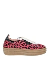 4b12 Woman Sneakers Coral Size 7 Leather In Red