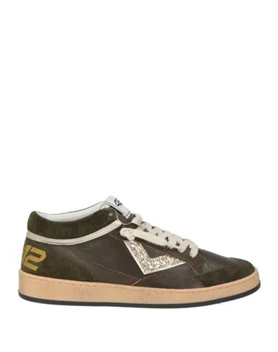 4b12 Woman Sneakers Military Green Size 9 Leather In Multi