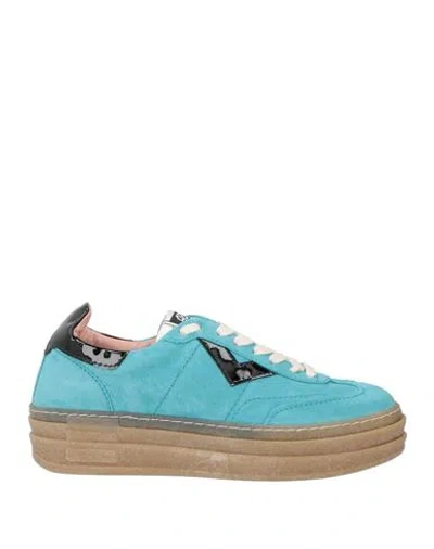 4b12 Woman Sneakers Turquoise Size 7 Leather In Blue