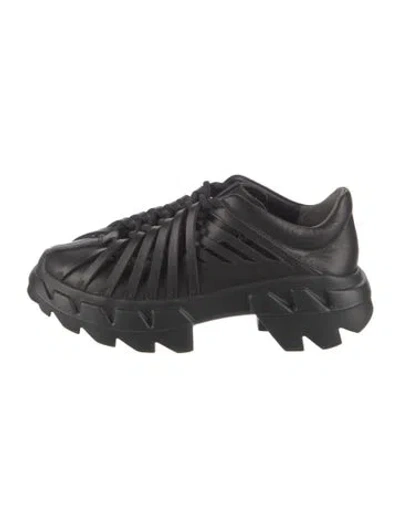 Pre-owned 4ccccees Leather Chunky Sneakers In Black
