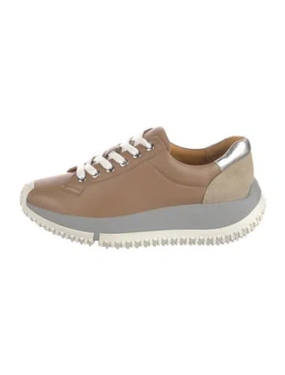 Pre-owned 4ccccees Leather Chunky Sneakers In Grey/neutrals