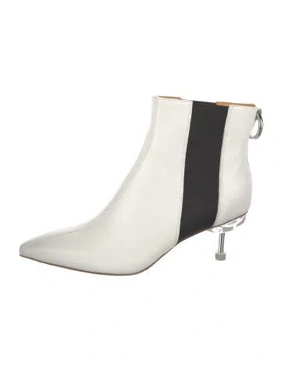 Pre-owned 4ccccees Leather Colorblock Pattern Chelsea Boots In White