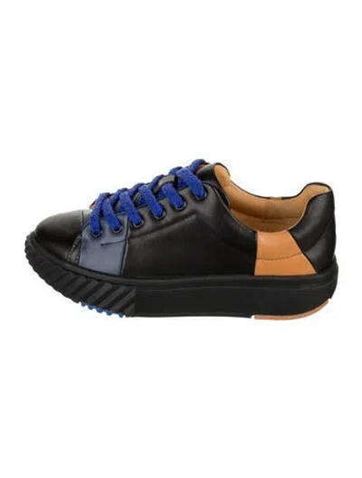 Pre-owned 4ccccees Leather Colorblock Pattern Chunky Sneakers In Blue