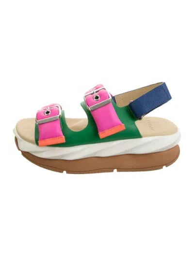 Pre-owned 4ccccees Leather Colorblock Pattern Sandals In Multicolor