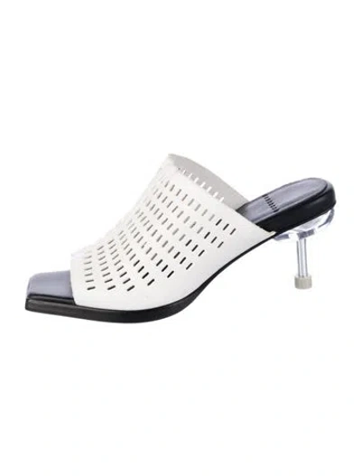 Pre-owned 4ccccees Leather Colorblock Pattern Slides In White