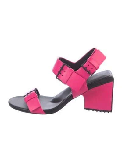 Pre-owned 4ccccees Leather Colorblock Pattern Slingback Sandals In Pink