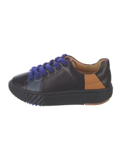 Pre-owned 4ccccees Leather Colorblock Pattern Sneakers In Blue