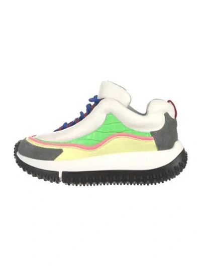 Pre-owned 4ccccees Leather Colorblock Pattern Sneakers In White