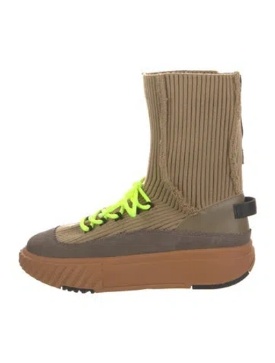 Pre-owned 4ccccees Leather Colorblock Pattern Sock Boots In Multi