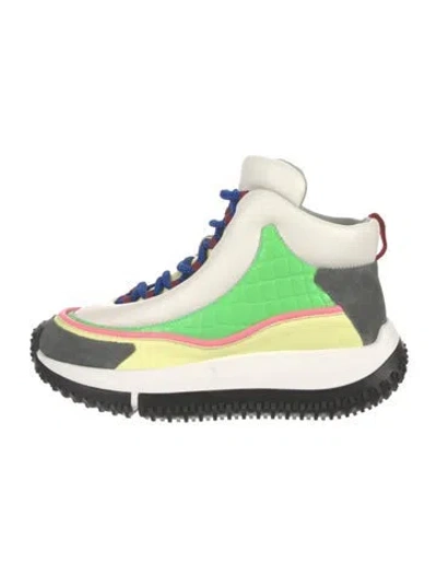 Pre-owned 4ccccees Leather Colorblock Pattern Wedge Sneakers In White