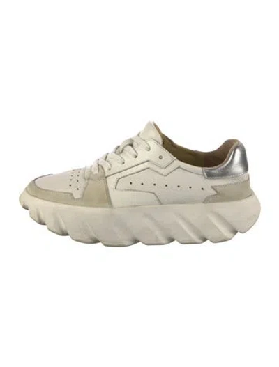 Pre-owned 4ccccees Leather Leather Trim Embellishment Sneakers In White