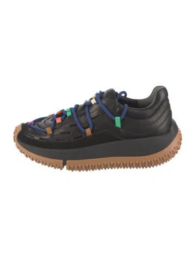 Pre-owned 4ccccees Leather Printed Sneakers In Black