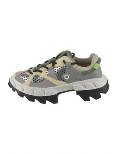 Pre-owned 4ccccees Leather Printed Sneakers In Multi