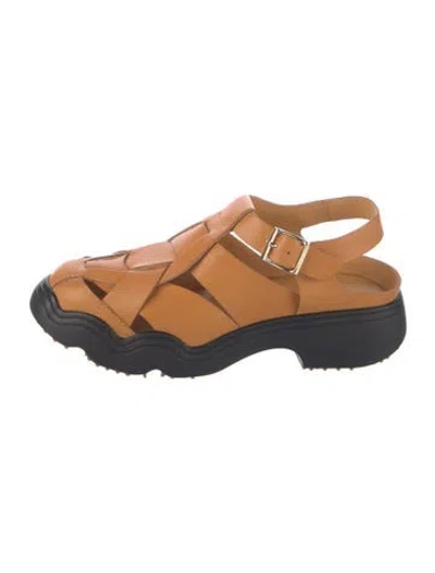 Pre-owned 4ccccees Leather Slingback Flats In Brown