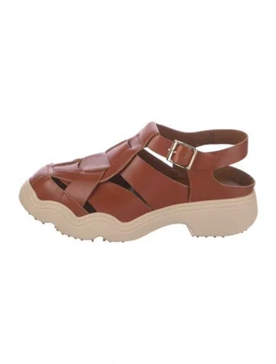 Pre-owned 4ccccees Leather Slingback Flats In Brown