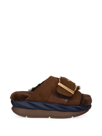 4ccccees Mellow Buckle-fastening Shearling-lined Sandals In Multi