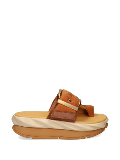 4ccccees Mellow Glow Buckled Leather Sandals In Brown