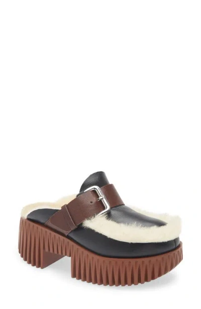 4CCCCEES 4CCCCEES PLIA AMBER GENUINE SHEARLING PLATFORM CLOG