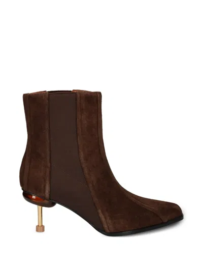 4ccccees Sculptural-heel Suede Ankle Boots In Multi