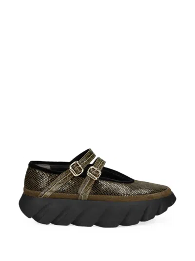 4ccccees Snake-effect Buckle-strap Ballet Flats In Multi