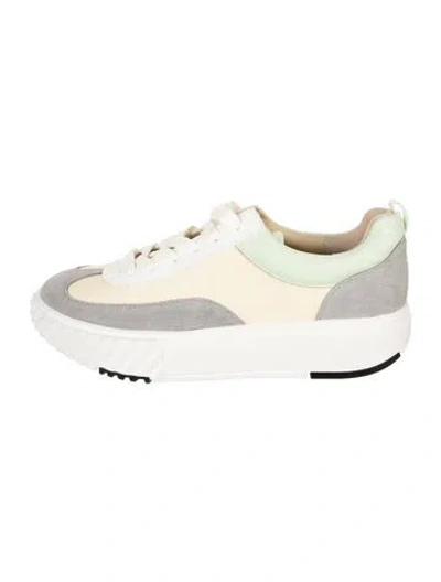 Pre-owned 4ccccees Suede Colorblock Pattern Chunky Sneakers In White