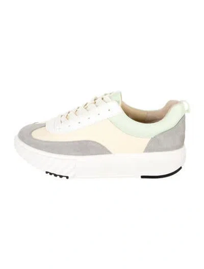 Pre-owned 4ccccees Suede Colorblock Pattern Chunky Sneakers In White