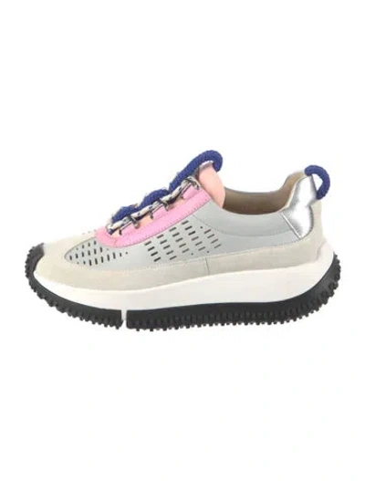 Pre-owned 4ccccees Suede Colorblock Pattern Sneakers In White