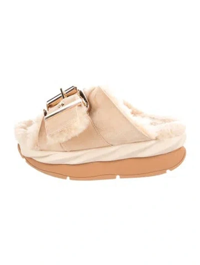 Pre-owned 4ccccees Suede Slides In Neutral