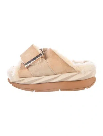 Pre-owned 4ccccees Suede Slides In Neutrals