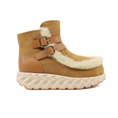 4ccccees Women's Jabara Montie Boots In Camel Sheep Shearling In Brown