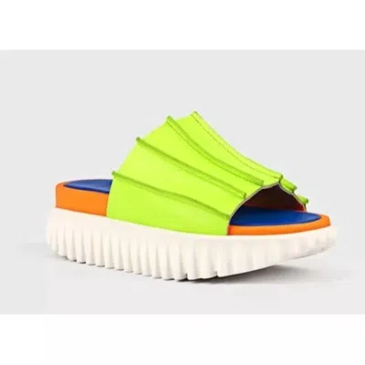 4ccccees Women's Waffo Pleat Platform Slides In Neon Green