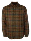 4ff Checked Wool Shirt In Brown