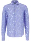 4ff Floral-print Shirt In Blue