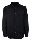 4ff Herringbone-pattern Button-down Shirt In Black