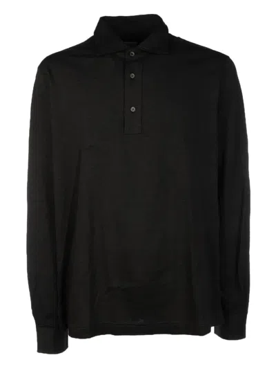 4ff Long-sleeve Polo Shirt In Black