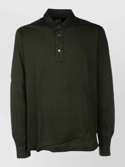 4ff Long Sleeve Polo Shirt Ribbed Cuffs In Green