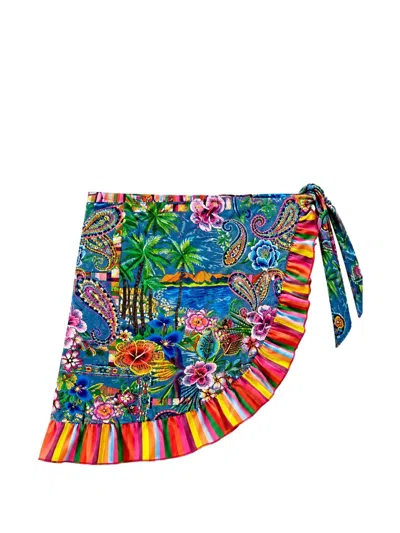 4giveness Kids' Floral-print Ruffled Pareo In Multi