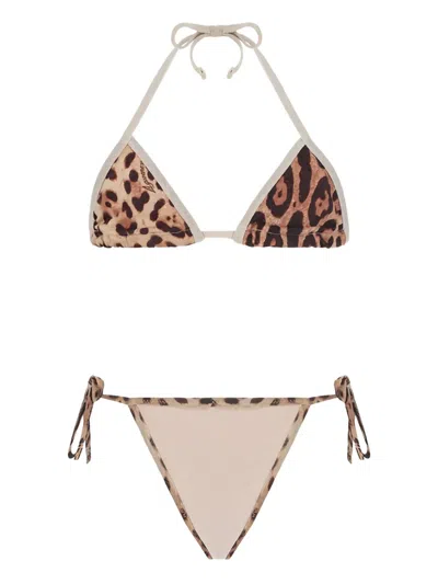 4giveness Kids' Leopard-print Triangle Bikini In Multi