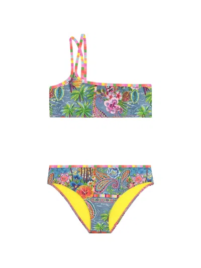 4giveness Kids' Paisley-print One-shoulder Bikini In Multi