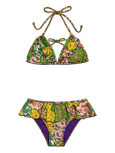4giveness Kids' Paisley-print Ruffled Bikini In Multi