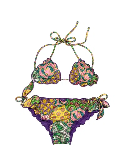 4giveness Kids' Paisley-print Ruffled Bikini In Yellow