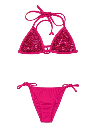 4giveness Kids' Sequin-embellished Triangle Bikini In Pink