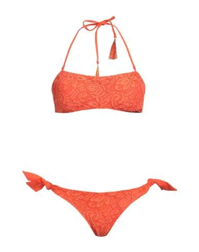 4giveness Woman Bikini Orange Size S Polyamide, Elastane