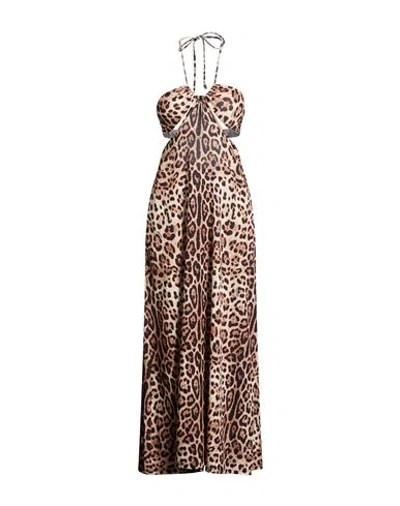 4giveness Woman Maxi Dress Beige Size L Polyester, Elastane In Brown